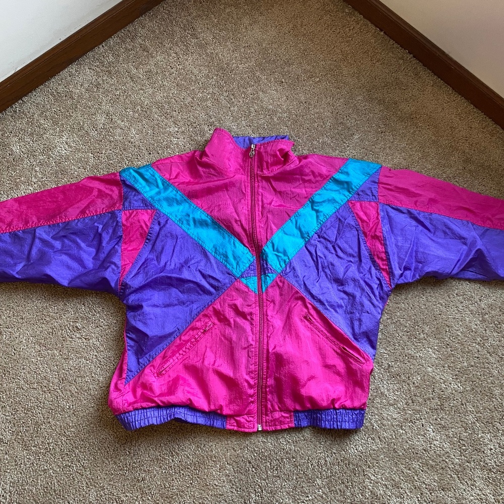 Vintage Lavon by Cheerful Corp Colourful Windbreaker Jacket Women's L